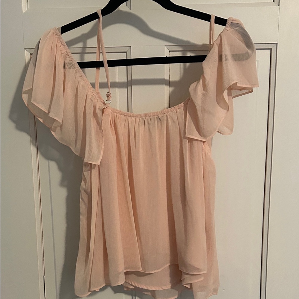 Lulu's Soft Pink Ruffle Off-Shoulder Blouse - Picture 2 of 2